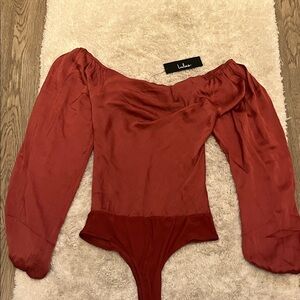 NWT Lulu's Rusty Red cowl neck  Bodysuit.  XS.